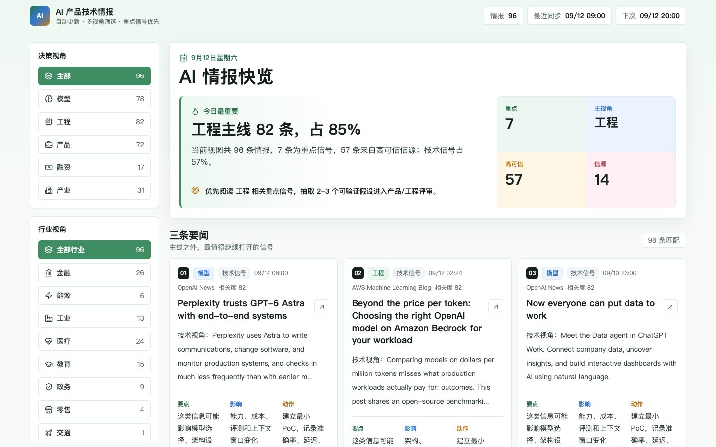 SignalHub AI 情报站产品界面